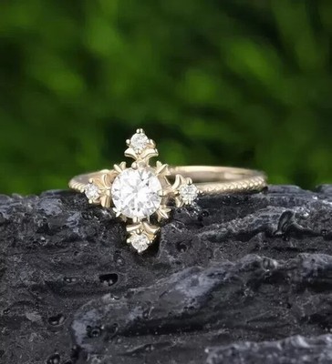 2Ct Round Cut Simulated Diamond Engagement Ring 14K Yellow Gold Plated