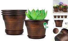 Plant Planters Pots Set of 4 Pack 8 Inch, Plastic Flower 8 inch-4 pack Copper