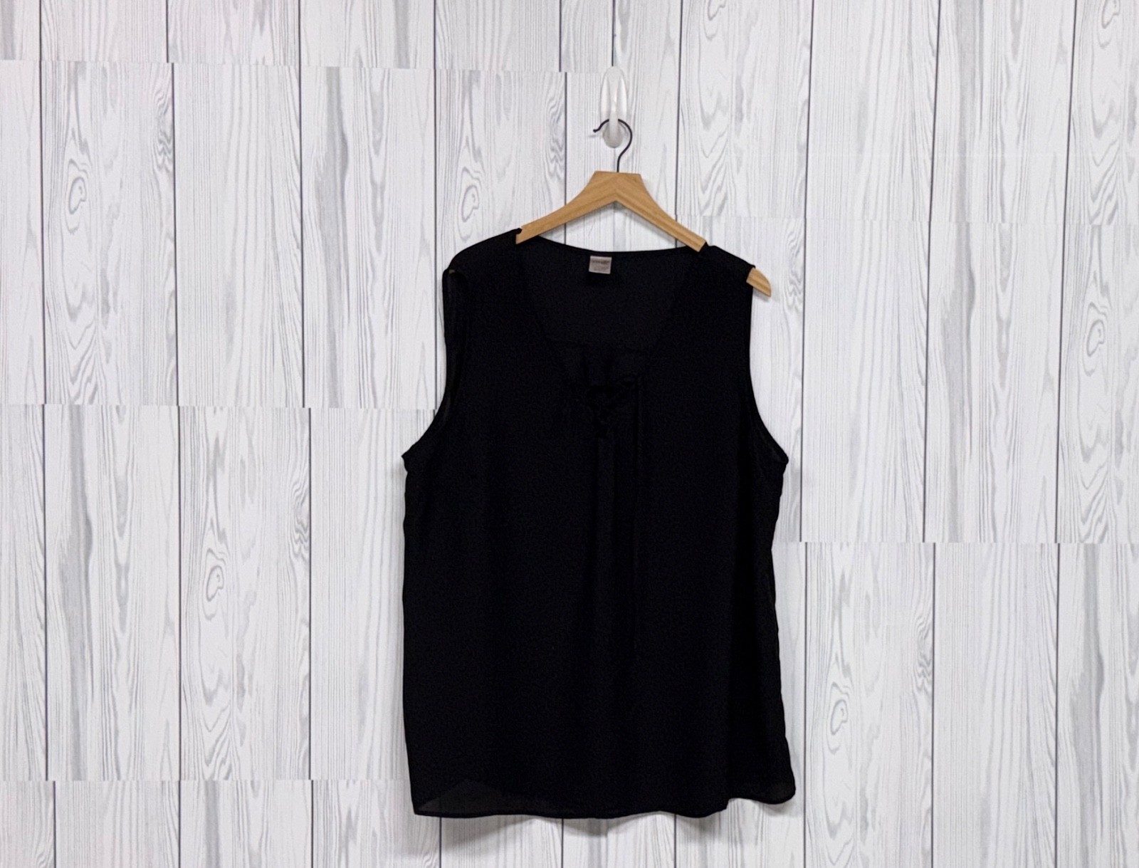 Terra & Sky sleeveless top womens size 2x solid black blouse
