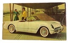1954 Chevrolet Corvette In Polo White Classic 1950s Car Vintage Postcard