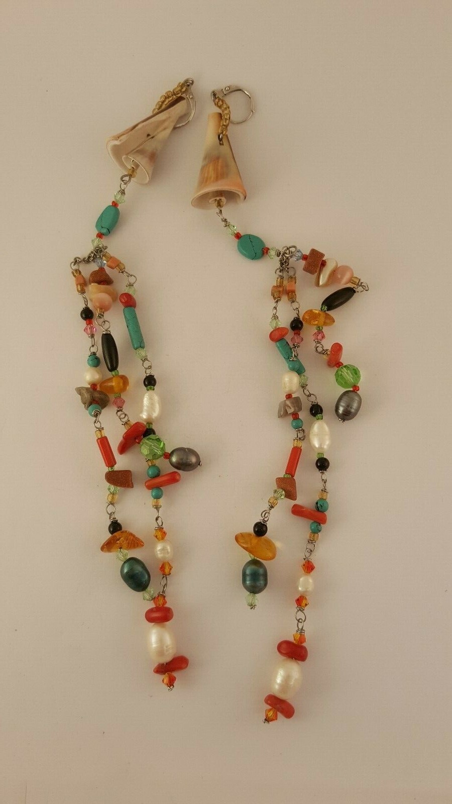 GEMSTONE CHANDELIER EARRINGS STATEMENT ARTISAN HA… - image 1