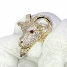 High End 3D Iced Out Mens GOAT Iced Out Hip Hop Ring