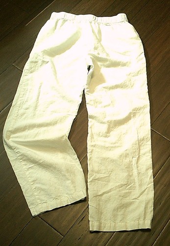 Pantalones informales pequeños de mezcla de lino blanco Nautica para hombre - Imagen 2 de 2