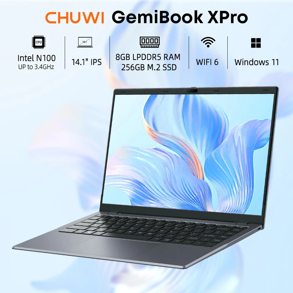 CHUWI GemiBook Xpro 14.1in Windows 11 Laptop PC Intel N100 3.4Ghz 8G 256G SSD - Image 3 of 4