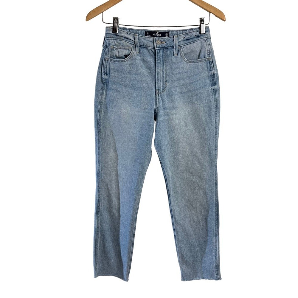 Hollister Ultra High Rise Mom Jeans W26 L25 3S Light Wash Vintage Stretch Denim-image