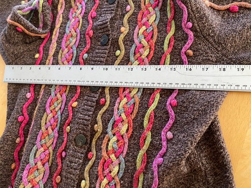 Talbots LambsWool Blend Colorful Cable & Knotted Cardigan Sweater Sz “M” - Picture 12 of 13