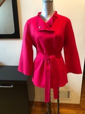 New Cinzia Rocca Bergdorf Goodman Belted Wool Coat Outerwear In Pink Size 12