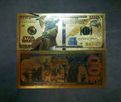 YODA: Star Wars Galaxy; .9999 GOLD Plated Note; Comes with display holder