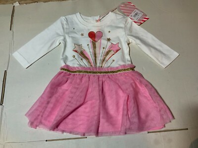 BILLIEBLUSH KLEID WEISS/ROSA 0-3 3-6 6-9 MONATE NEU UVP 45£
