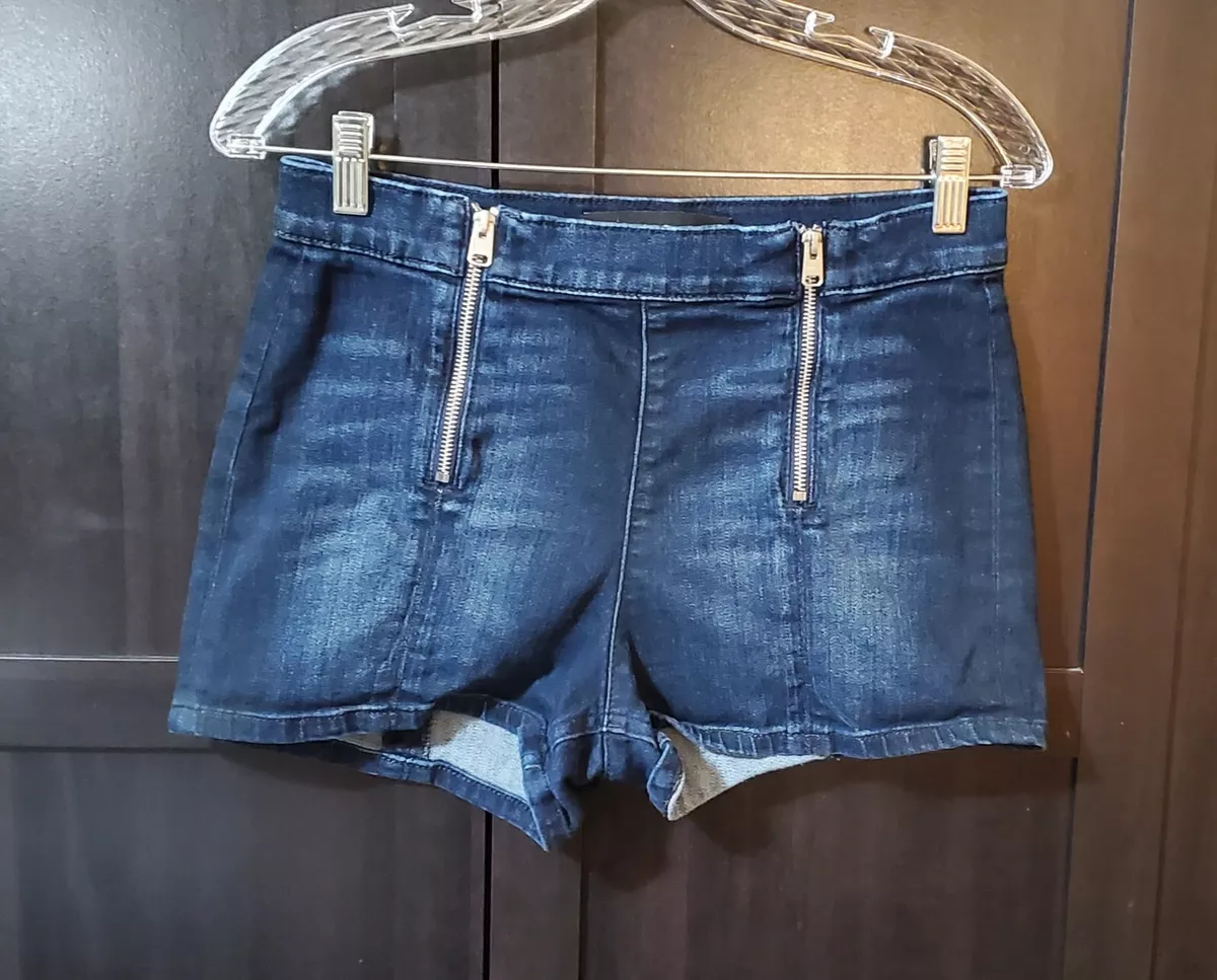 Express Jeans Denim Shorts Women s 4 Blue Dark Wash Double Zipper
