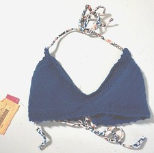 XHILARATION WOMEN'S CROCHET HALTER BRALETTE TOP MIDNIGHT BLUE VARIOUS SIZES NWT 