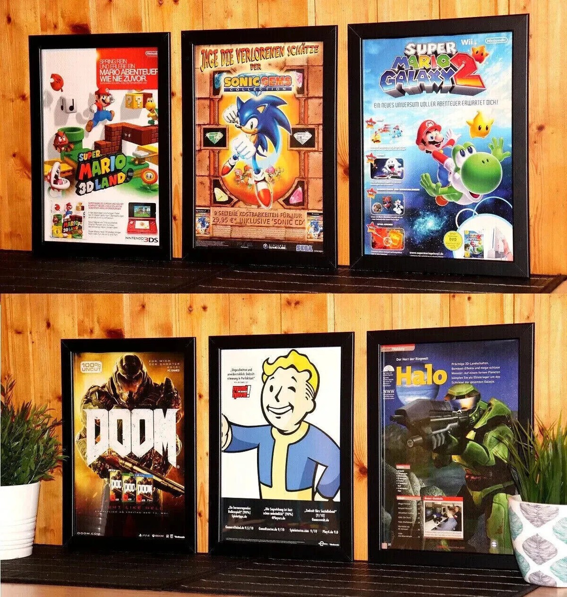Vintage Sega Saturn Games Rare Small Promo Poster / Ad Page Framed