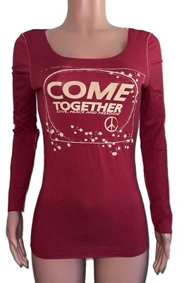 Vintage Deadstock Nwt Brick L/s Come Together shirt Top Hippie Peace M Y2K Love