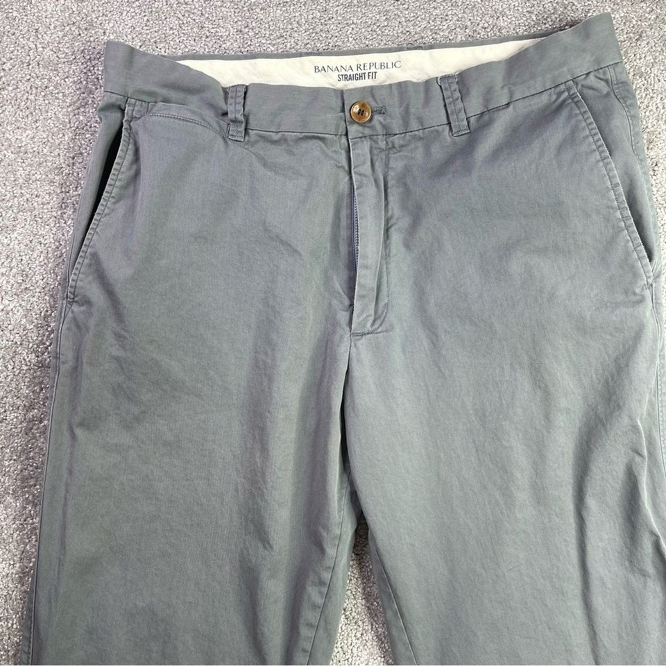 Banana Republic Pants Men's 35X30 Gray Straight Fit Chino Cotton