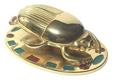 Scarab Egyptian Bug Gold Tone Enamel Decor Paperweight made in Italy