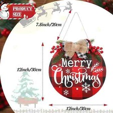 12" Round Wooden Merry Christmas Tree Decorations Door Hanger Decor Wall Art -1Y
