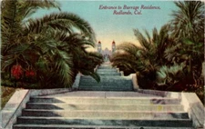 Postcard Entrance to Burrage Residence Redlands Cal Divided Back