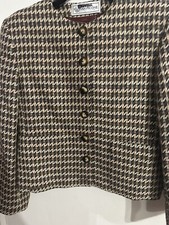 Evan Picone Brown And Cream Tweed Blazer Waist Length Size 10 Womans