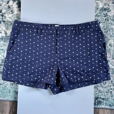 NWT Gap The City Shorts Plus Size 18 Blue White Pattern Stretch Cotton 3" Inseam