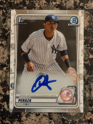 2020 Bowman Chrome OSWALD PERAZA 1ST BOWMAN On Card Autograph RC 50/50 Centering