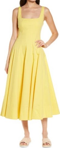 New Staud Wells Yellow Sleeveless Dress Yellow Size 4 Retails $395