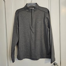 Greg Norman Men's Medium 1/4 Zip Pullover Gray Stretch Embroidered Shark Golf