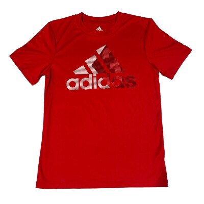 Adidas Original Shirt Youth Small Red, White Center Logo 100% Polyester EUC 