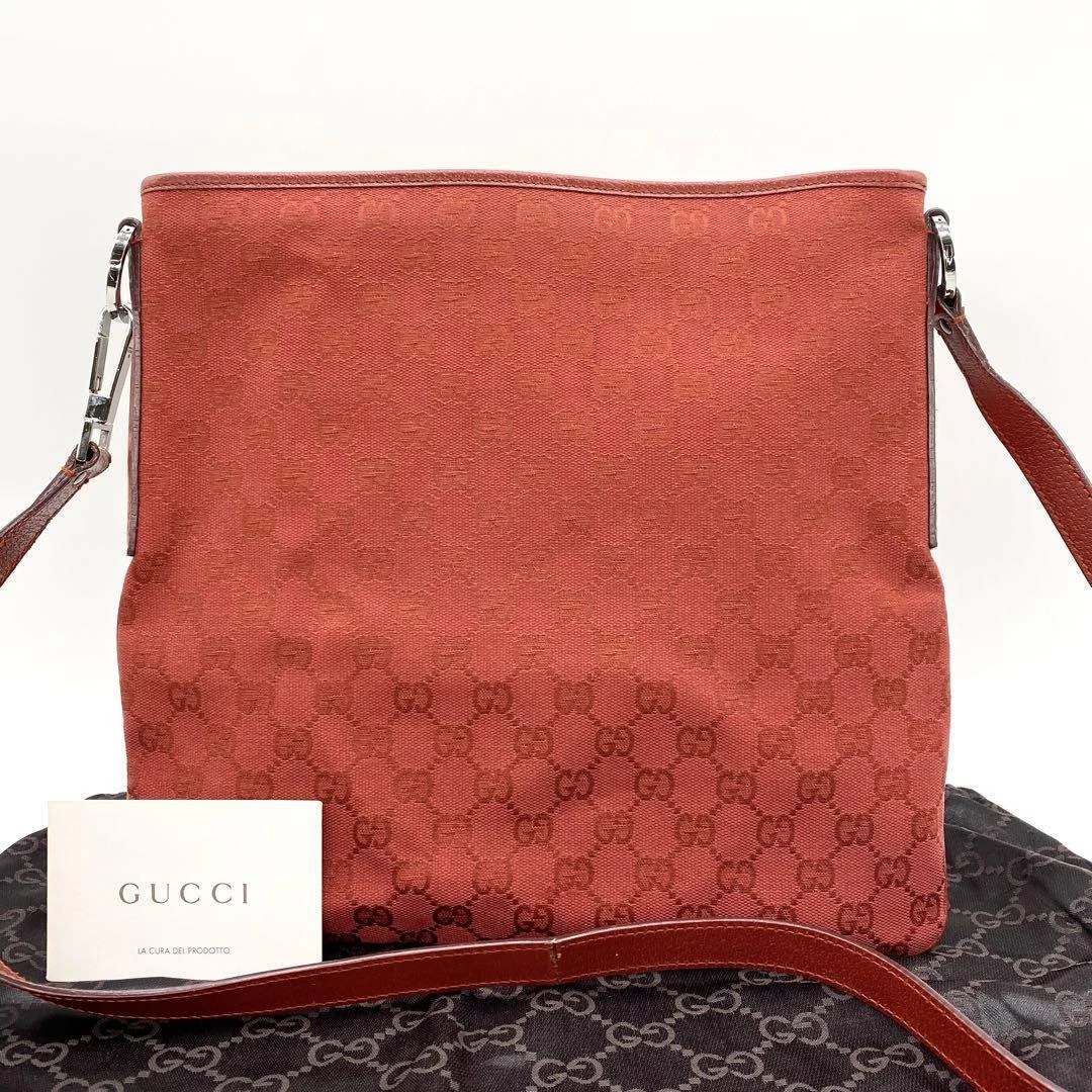 Sac bandoulière Gucci Gg toile cuir rouge