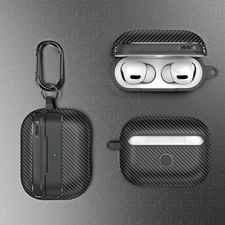 Case For Apple Airpods 1/2/Pro/3rd/4th Carbon Fibre Texture Shockproof Cover