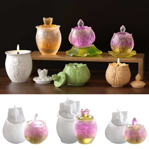 Lotuses Flower Resin Jar Silicone Mold Holder Mould Jewelry Making Supply