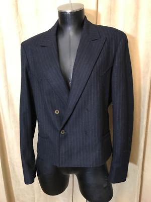 Womens Circle S Kenny Rogers Western Jacket Size 14 Blue Pin Striped Wool