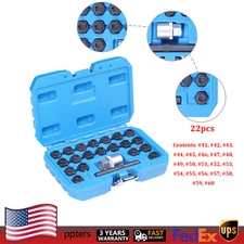 22pcs Universal Locking Lug Nut Master Key Set Wheel Lock Removal Tool US