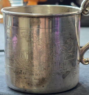 Antique W M. A Rogers (S.P Copper) Lead MTS 923 Cup w/ Etching