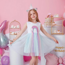 Princess Rainbow Tutu Dress. Birthday Party Dress for Girls