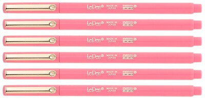 Marvy Uchida Le Pen 6 Pc Pink 0.3mm Smooth Micro Fine Plastic Point LePen