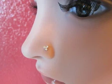 Sterling Silver triple CZ nose stud 925 silver 24Gauge ball end 925 silver 