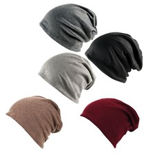 Image of Unisex Soft Jersey Lined Slouch Beanie Ski Cap Hat