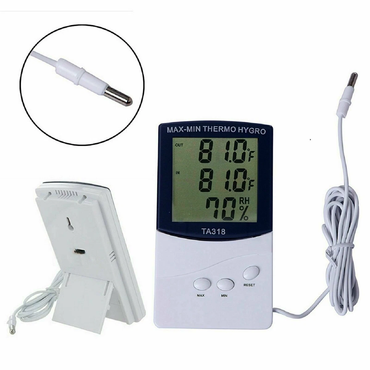 Indoor/Outdoor Thermometer Hygrometer LCD Digital Display