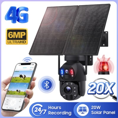 20x Zoom 24/7 Aufnahme 20 W Solarpanel Dual Objektiv Laser Infrarot Überwachungskamera