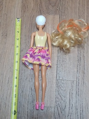 BARBIE COLOR REVEAL DOLL WITH WIG PALM TREES SUMMER BLONDE ORANGE HIGHLIGHTS - Picture 3 of 5