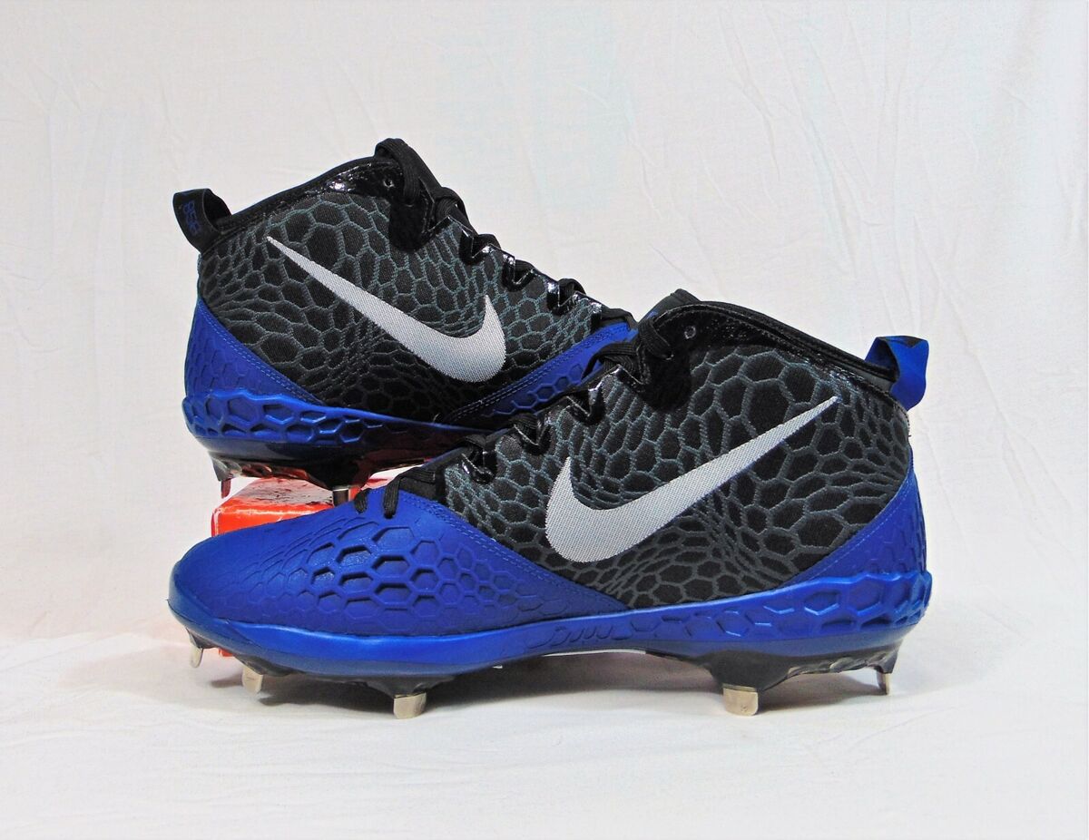 Nike Force Zoom Trout 5 Mid Blue & Black Baseball Cleats Sz Nike Force Zoom Trout 5 Mid Blue & Black Baseball Cleats Sz
