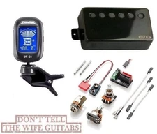 EMG 66 BLACK CHROME ACTIVE SOLDERLESS HUMBUCKER PICKUP POTS & WIRING ( TUNER )