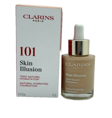 Clarins Skin Illusion Natural Hydrating Foundation #101 LINEN,  1 Oz NIB