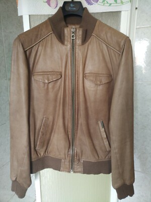 GUESS USA AVIATOR LEATHER BIKER BOMBER JACKET