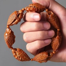 Bead Nucleus Prayer Art Sculpture Gift Olive Nut Hand Carved Cicada Bracelet