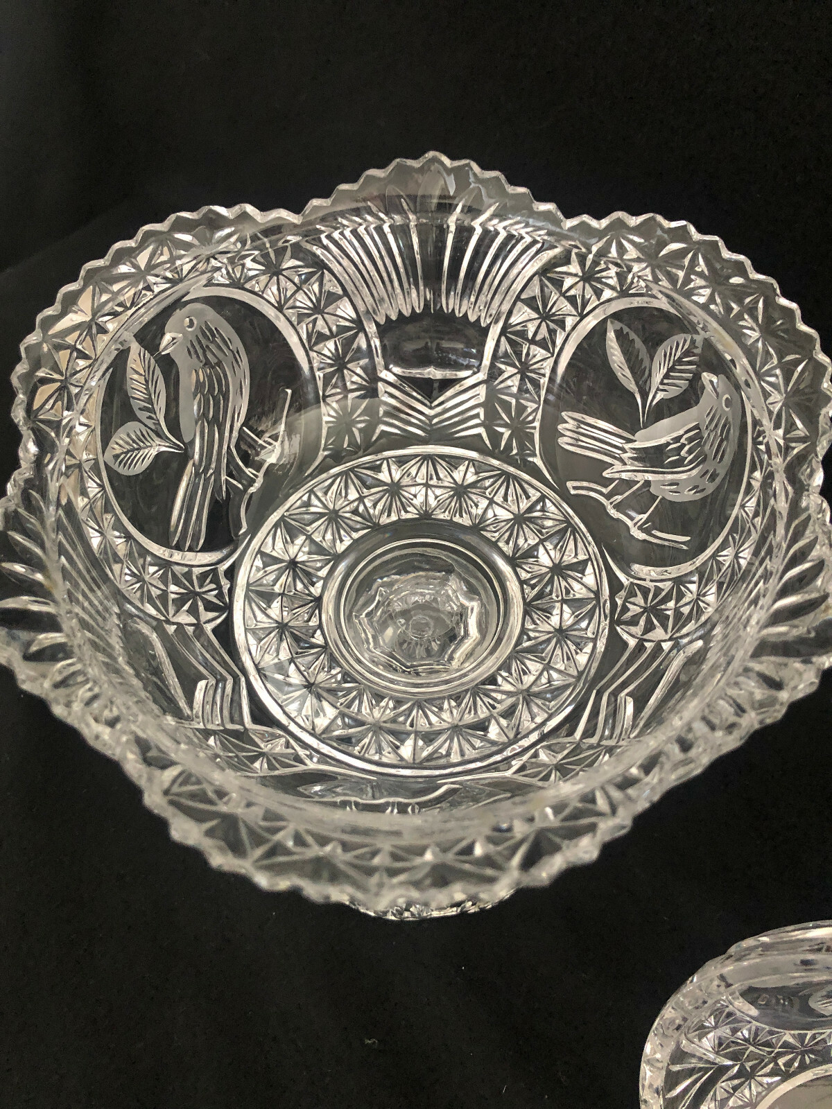 HOFBAUER GERMAN Crystal Compote/Candy Dish w/Lid Engraved Birds eBay