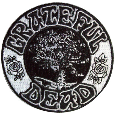 GRATEFUL DEAD Iron On Patch: BLACK & WHITE BERTHA CIRCLE: skull Official £pb