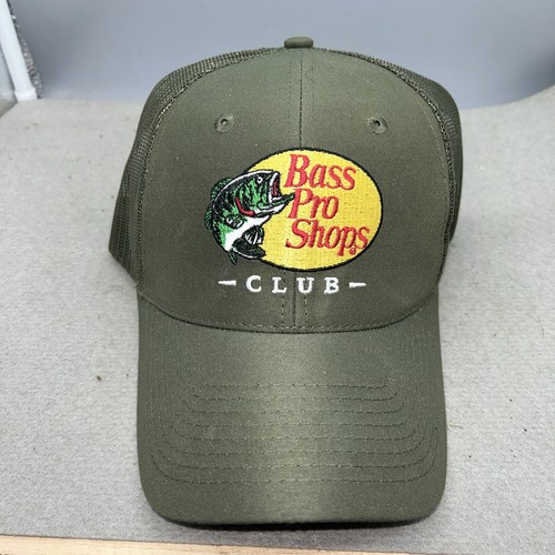 Bass Pro Shop Club Adjustable Baseball Trucker Cap Hat Green Outdoor Fishing,