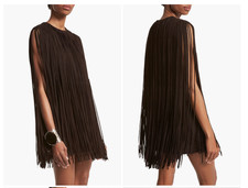 Michael Kors Collection Leather Fringe Shift Dress  Size:6 $5150 NWT