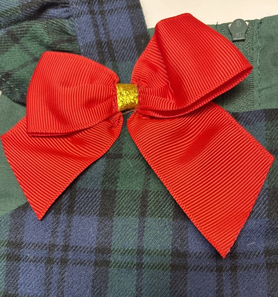 Редкие издания Рождественский джемпер платье Санта зеленый клетку ребенка ясельного возраста девочек размер 4T - Изображение 3 из 4